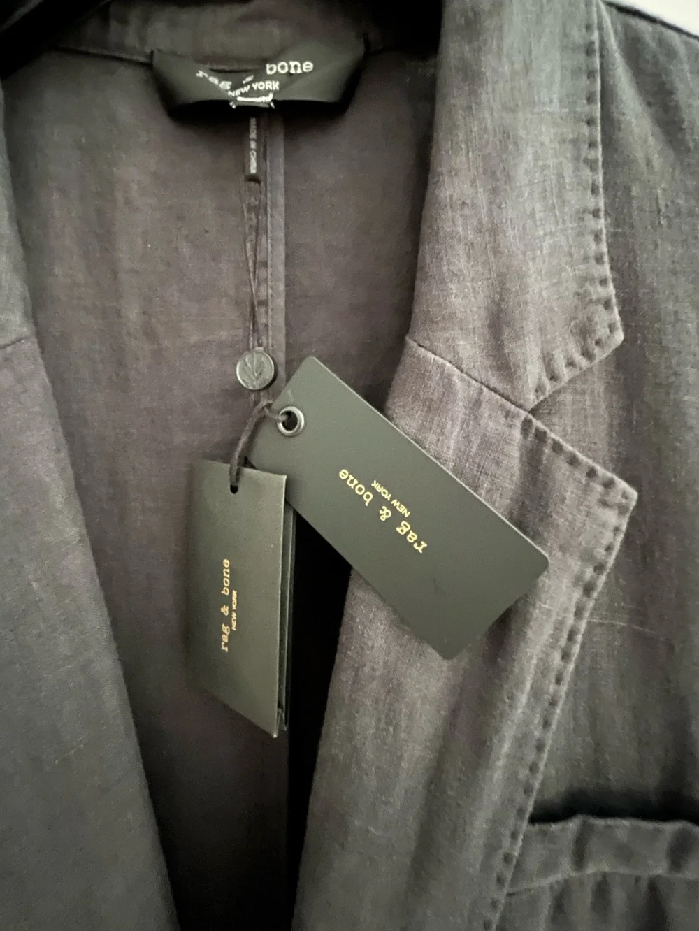 RAG & BONE WASHED DISTRESSED 100% FINE LINEN Notch Collar Blazer